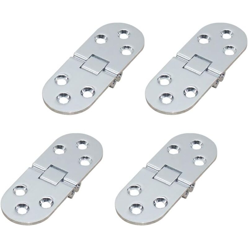 4Pcs Folding Table Hinges, Flat Door Cabinet Folding Hinges, Zinc Metal Round Edge Sewing Machine Folding Table Furniture Flip Tray Hinge, for