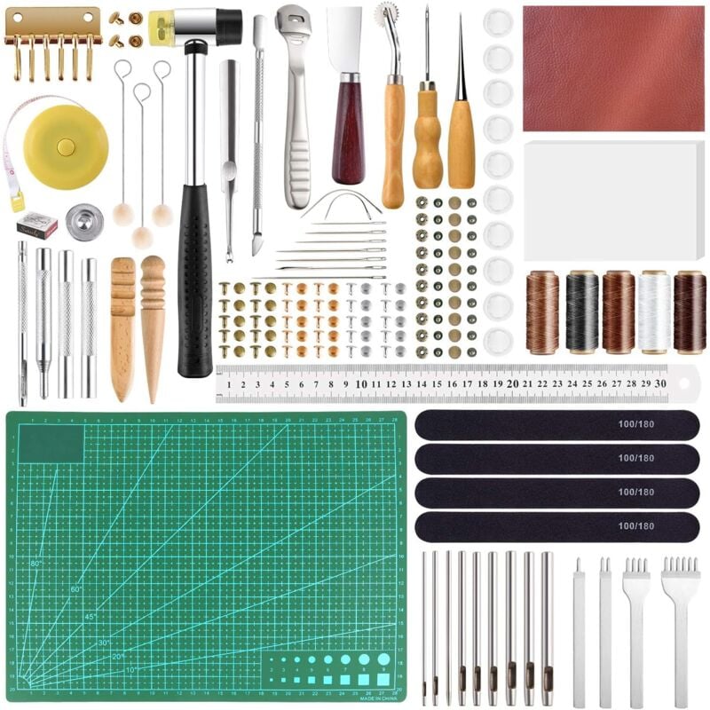 58Pcs Leather Craft Tools diy Leather Sewing Tools for Hand Sewing Stitching Leather Craft diy Tool (Tools)