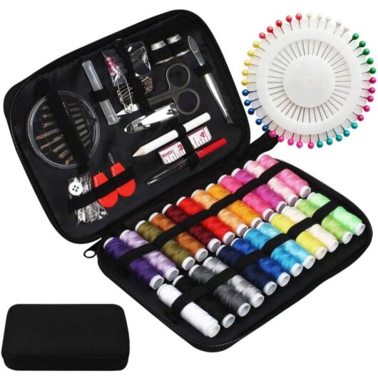 90Pcs Sewing Supplies Set + Storage Box, Black