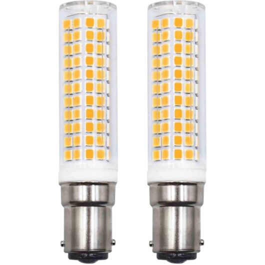 Aougo - Pack of 2 B15d led Bulbs Replacing 75W 90W 80W Warm White 3000K 220V 230V 890lm 7W Wall Sconce for Living Room Chandelier Sewing Machine