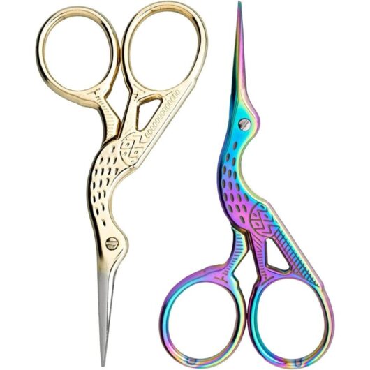 Embroidery Scissors,Small Stainless Steel Sewing Scissors Classic Stork Pointed Tip(2PCS)