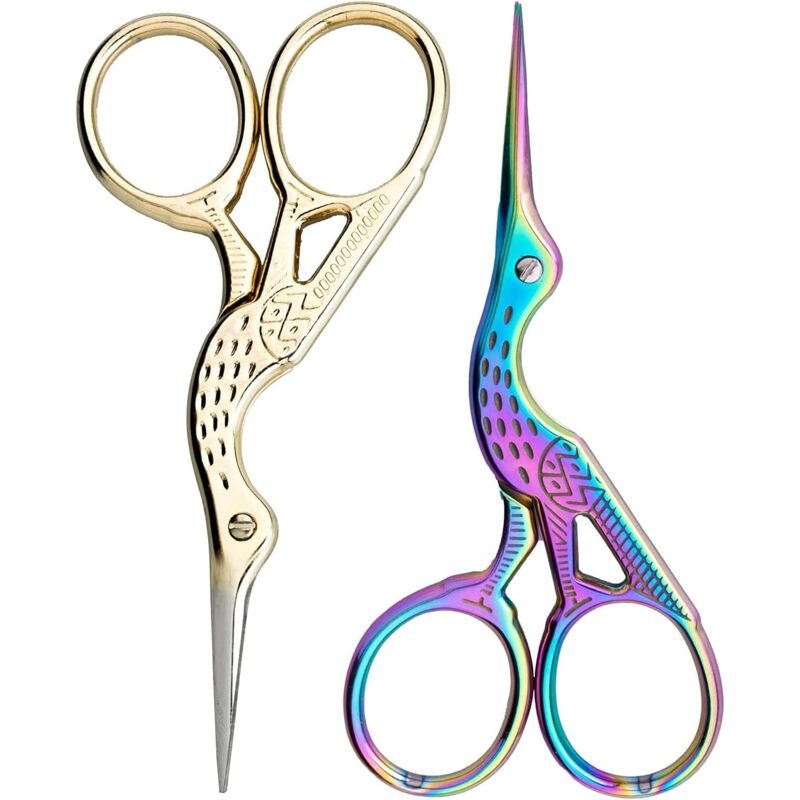 Embroidery Scissors,Small Stainless Steel Sewing Scissors Classic Stork Pointed Tip(2PCS)