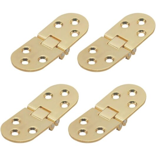 Memkey - 4Pcs Folding Table Hinges, Flat Door Cabinet Folding Hinges, Zinc Metal Round Edge Sewing Machine Folding Table Furniture Flip Tray Hinge,