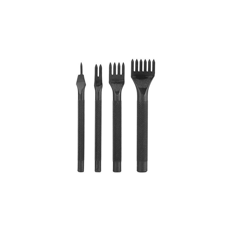 Memkey - 4Pcs Leather Hole Punch Sewing Tools, Prong Lacing Perforate Leather Craft Prong Hole Sewing Tools(1+2+4+6 Teeth)