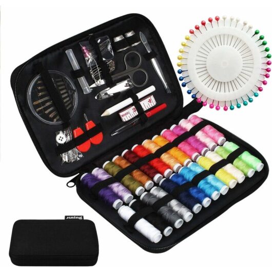 Sewing Kit with Case, 130 pcs Sewing Supplies for Home Travel and Emergency, Kids Machine, Contains 24 Spools of Thread of 100m, Mending and Sewing