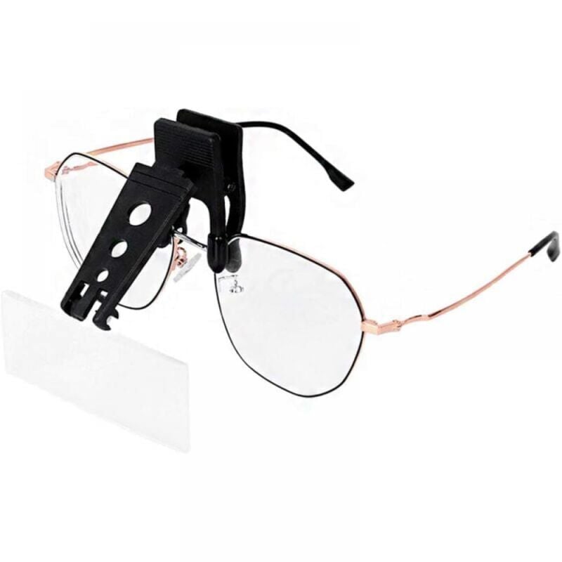 Clip-on Magnifying Glass for Eyeglasses with 3 Interchangeable Lenses, Clip-on and Flip-up Hands-Free 1.5x 2.5x 3.5x for Reading, Sewing, Hobbies, Map