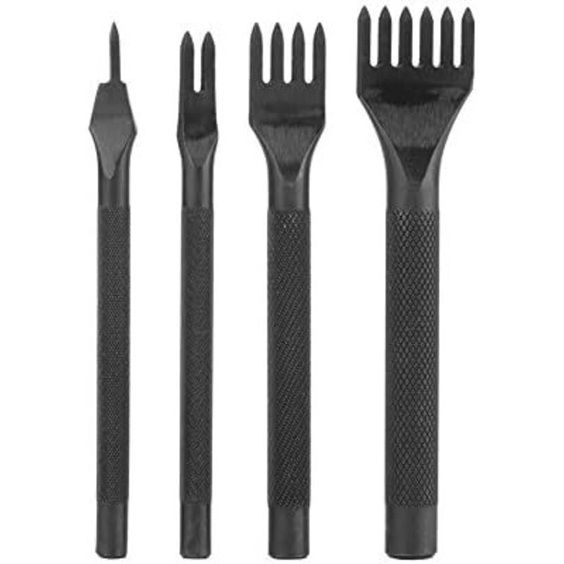 4Pcs Leather Hole Punch Sewing Tools, Prong Lacing Perforate Leather Craft Prong Hole Stitching Tools(1+2+4+6 Teeth)