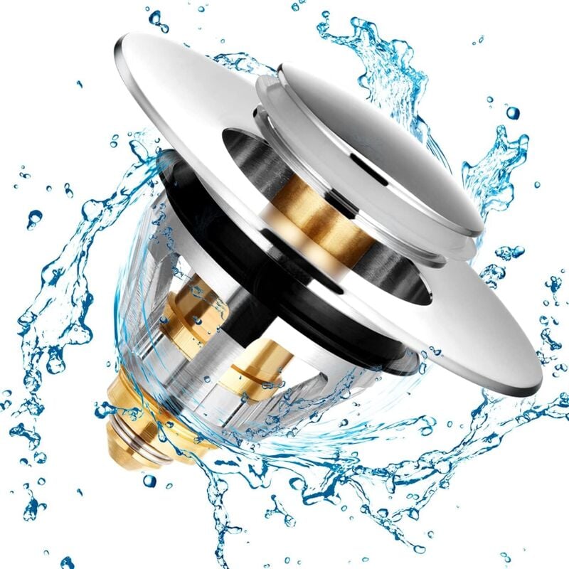 Drain Filter, Sink Plug Sink Filter Bathtub Stopper Universal Stainless Steel Bounce Core, Hair Filter for Sink Basin Kitchen Bathroom,33.5-36mm