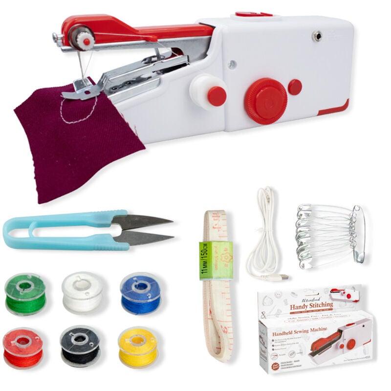 Portable Sewing Machine, Mini Electric Handheld Sewing Machine for Adults, Quick Stitch Suitable for Clothing, Fabrics, Home Travel diy