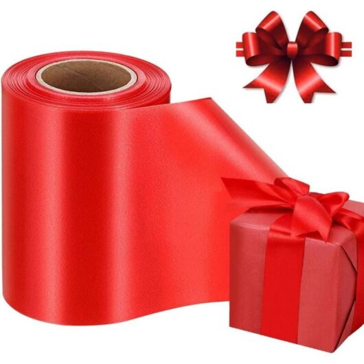 Red Ribbon for Gift Wrapping, Wide Satin Ribbon for Craft Wreaths Giant Bows Christmas Tree Cake Decoration, Christmas Birthday Wedding Ribbons for