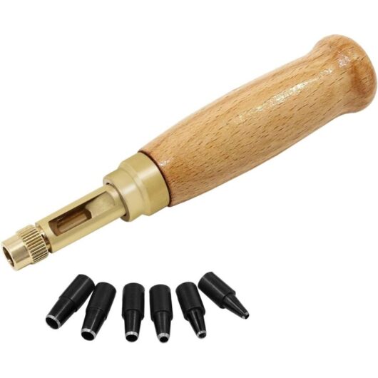 Tinor - Automotive Leather Screw Hole Punch, 6 Points, Sizes 1.5-4mm, Replaceable Hole Punch for Sewing, Leather and Paper