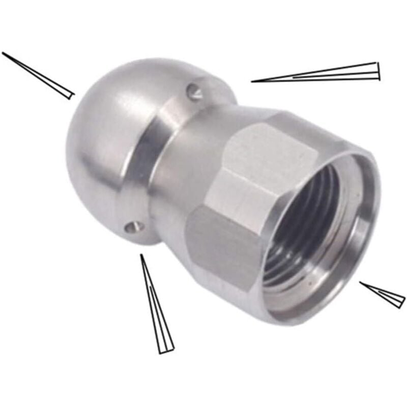 Tinor - High Pressure Water and Sewer Cleaning Nozzle Stainless Steel Washer Attachment for Pipe Fitter and Drainer 3/8in