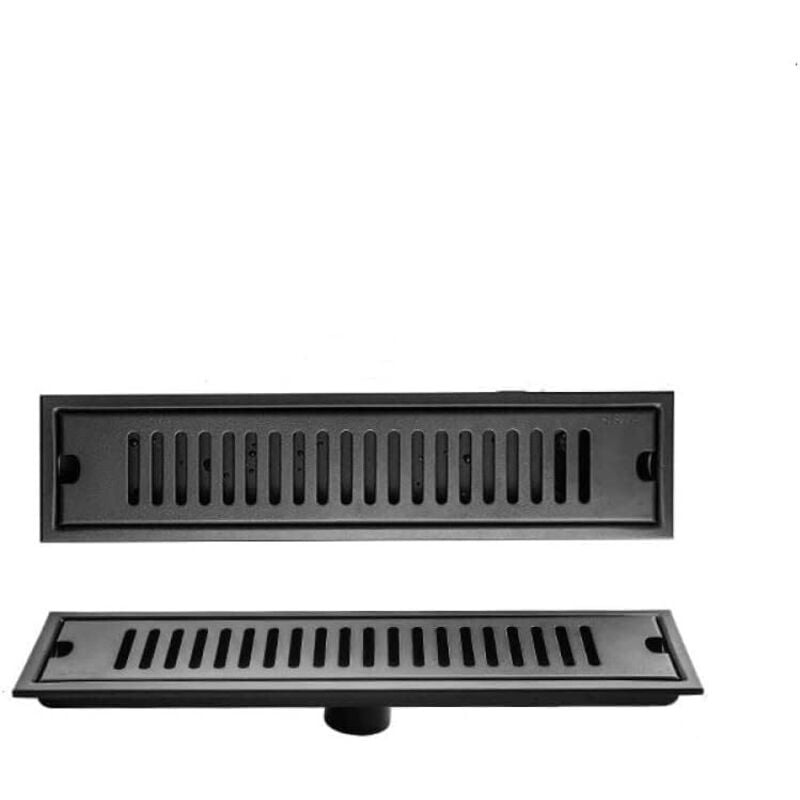 Tinor - Rectangle 304 Stainless Steel Black Baking Paint Bathroom Sewer Shower Room Floor Drains Length 20-50cm, Side 40x10cm