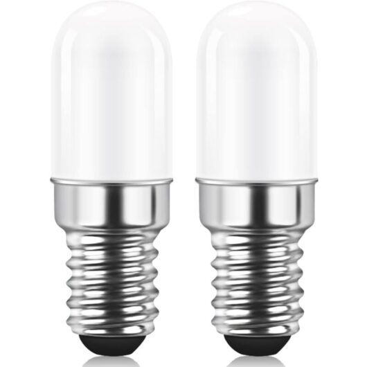 E14 LED Fridge Light Bulb, 1.5W Equivalent to 15W, Warm White 3000K, Refrigerator Light Bulb, Salt Lamp, Sewing Machine, Non-Dimmable, 2-Pack