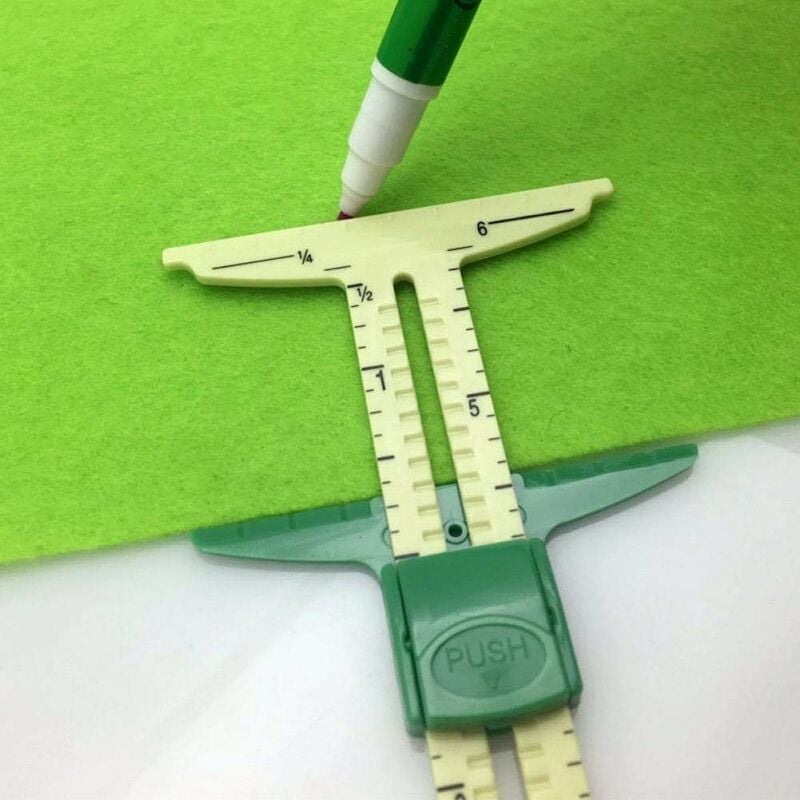 T-shape Sliding Sewing Machine Measuring Gauge 5-in-1 Sewing Machine Ruler Marking Tool Buttonhole Seam Allocation Sewing Machine Measuring Gauge