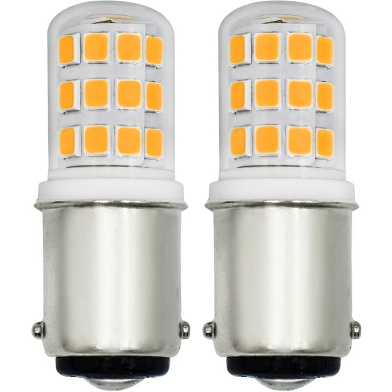 2 Pack 3W B15 LED Small Bulbs with SBC Bayonet Cap Dual Connection Replacement for 15W-30W BA15D AC230V Warm White 3000K Sewing Machine Bedside Lamp