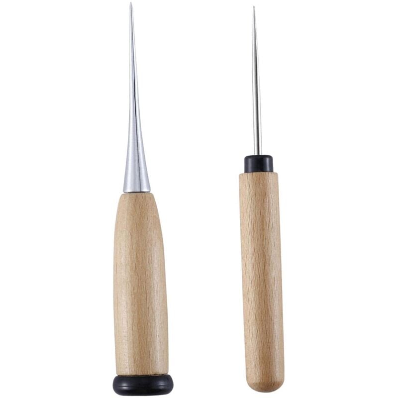 2 Pack Wooden Handle Sewing Awl Punch Punch Kit Sewing, Solid Awl Tool for DIY Crafts