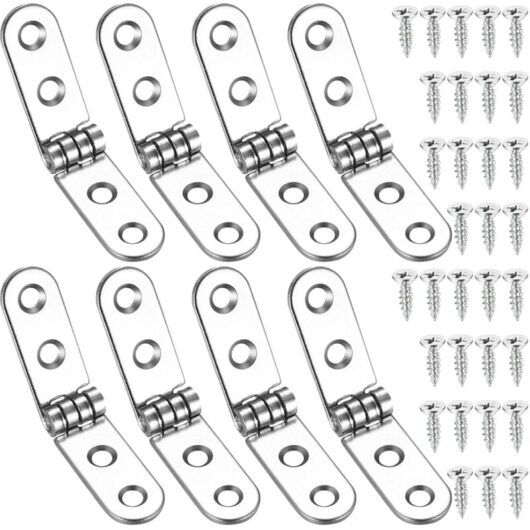 8 Pcs 180 Degree Folding Hinges, Folding Hinges, Self-Standing Door Hinge for Sewing Machine, Folding Table, Kitchen Furniture, Cabinets, Doors