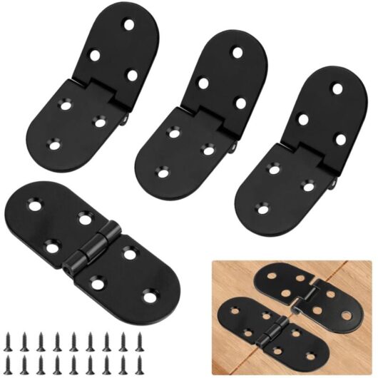 8 Pcs Small Folding Table Hinges 180° Folding Hinges - Small Hinges for Tables, Doors, Sewing Machines (Mini Black Hinges)