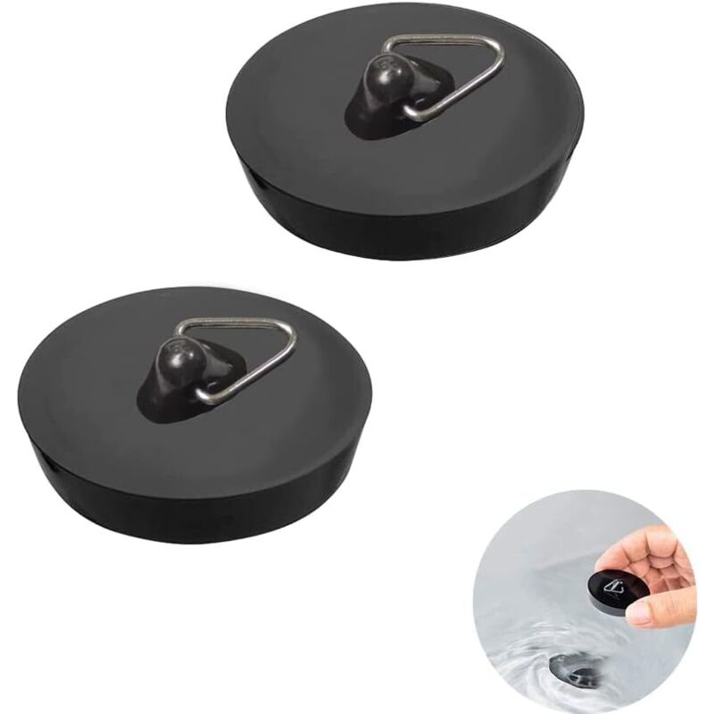 Ccykxa - 2 Pieces Drain Plug, Sink Plug for Drain ø 45.6 to 42 mm, Rubber Sink Plug with Hanging Ring, Universal Plugs, for Bathtub, Kitchen, Bathroom