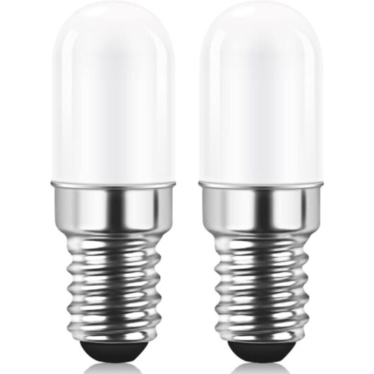 E14 LED Refrigerator Light Bulb, 1.5W Equivalent to 15W, Warm White 3000K, Fridge Light Bulb, Salt Lamp, Sewing Machine, Non-Dimmable, Pack of 2
