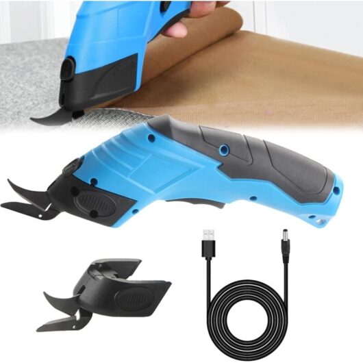 Electric Scissors, 3.6 V Sewing Scissors 1500 mAh Cutting Thread Sewing Scissors Electric Fabric Sewing Scissors with 2 Edges for Paper, Cardboard,