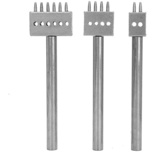 Leather Sewing Tool with Different Prong Head 3 Pieces Hole Spacer Punch Tool Set for DIY Lacing Sewing Scissors Leather Crafts (5mm) Leather Tools