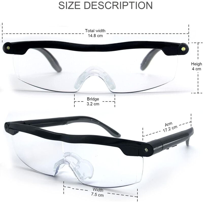 Lunettes de Lecture - Loupe de Vision puissante avec lumière led, grossissement de 160%, pour Lecture,Tous Les Travaux de