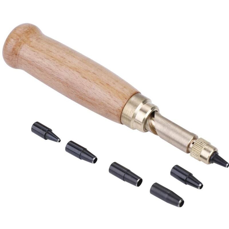 Punching Tool for Leather Sewing Automatic Punch Belt Punch with Punch Head Bits 1.5/2/2.5/3/3.5/4mm