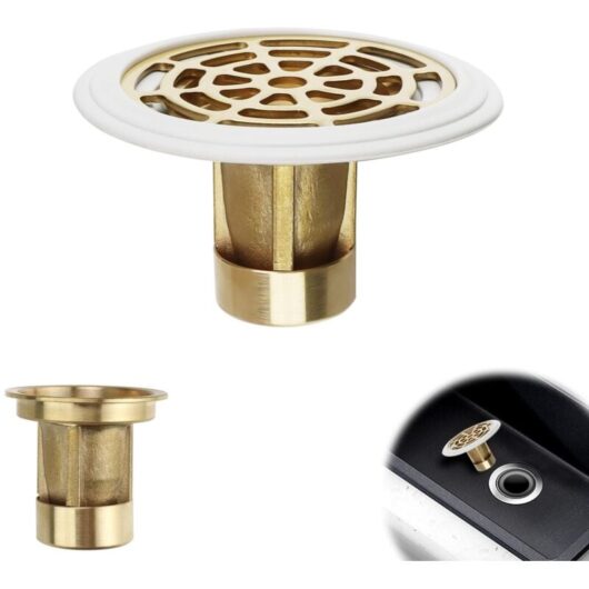 Shower Drain, Shower Plug with Rubber Ring, Copper Shower Plug, for Floor Drain and Bathroom, for Hole Diameter 27-55 mm