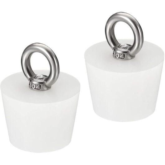 Tinor - Tapered Plug Silicone Rubber Stopper 32mm to 42mm Solid Bathtub Plug with Ring for Test Tubes, Water Pipe, Drain Hole, White 2 Pcs
