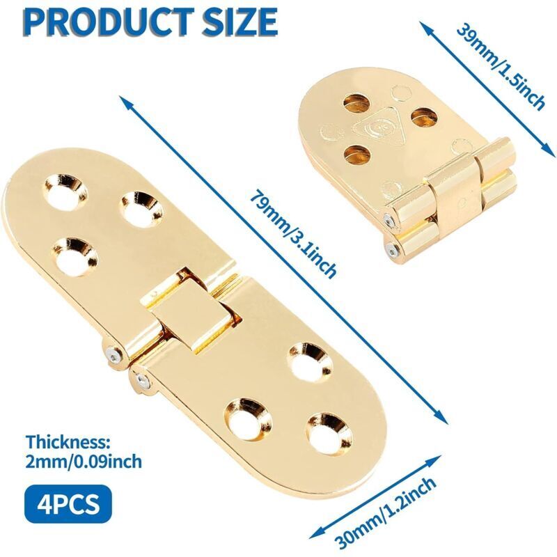 Heavy-duty folding table hinges, zinc alloy drop-down top hinge for sewing machine, hinge (3.1x1.2 inches) 4 pieces