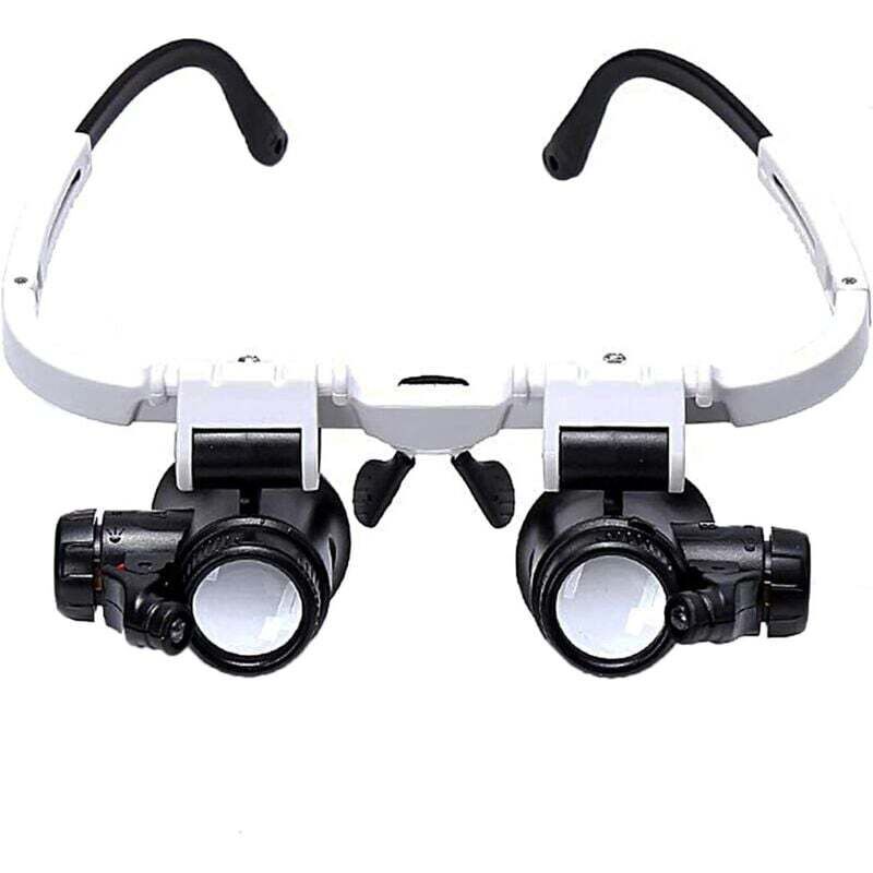 Magnifying Glasses with 2 LED Lights, Binocular Magnifier Lamp for Watchmaking, Reading, Jewelry Making, Sewing, 8X-15X-23X