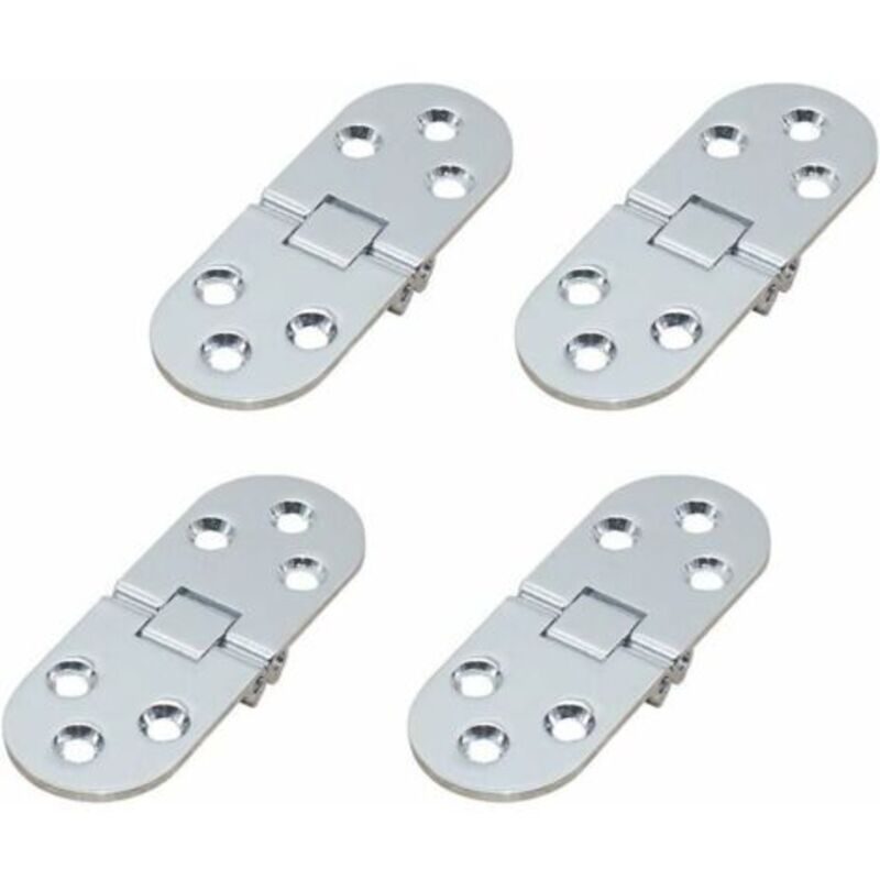 4 Pcs Folding Table Hinge, Flat Door Foldable Cabinet Hinge, Metal Zinc Round Edge Sewing Machine, Drop Leaf Table Furniture Folding Shelf Hinge for