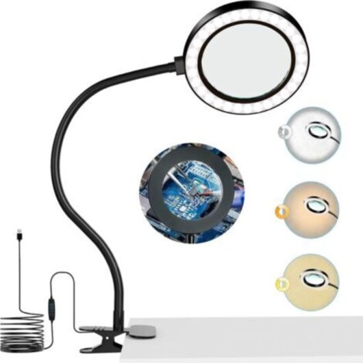 8X Magnifying Lamp with 72 LEDs in 3 Colors and 10 Adjustable Brightness Levels, Standing Magnifier Lamp for Reading Newspapers, Aesthetic Magnifying