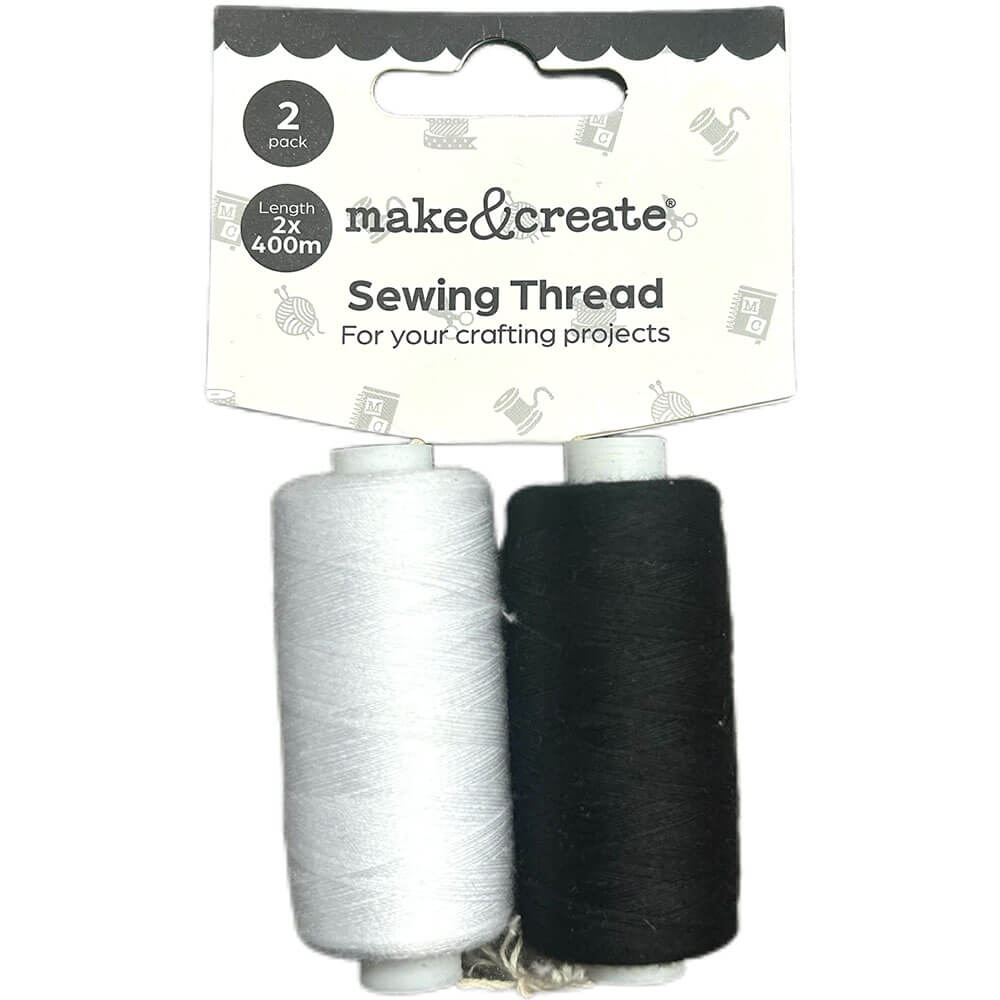 Black & White Sewing Threads: Pack of 2