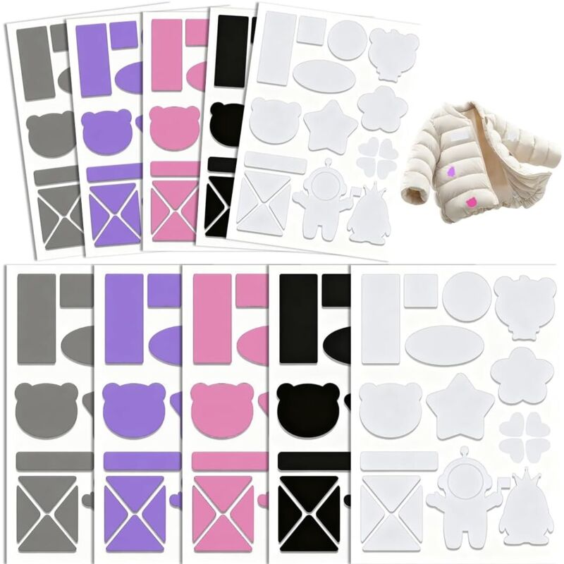 CCYKXA 10 pcs Down Jacket Repair Patches, Self-Adhesive Nylon Fabric Repair Patches, Waterproof Textile Self-Adhesive Patches, Down Jacket Repair Kit