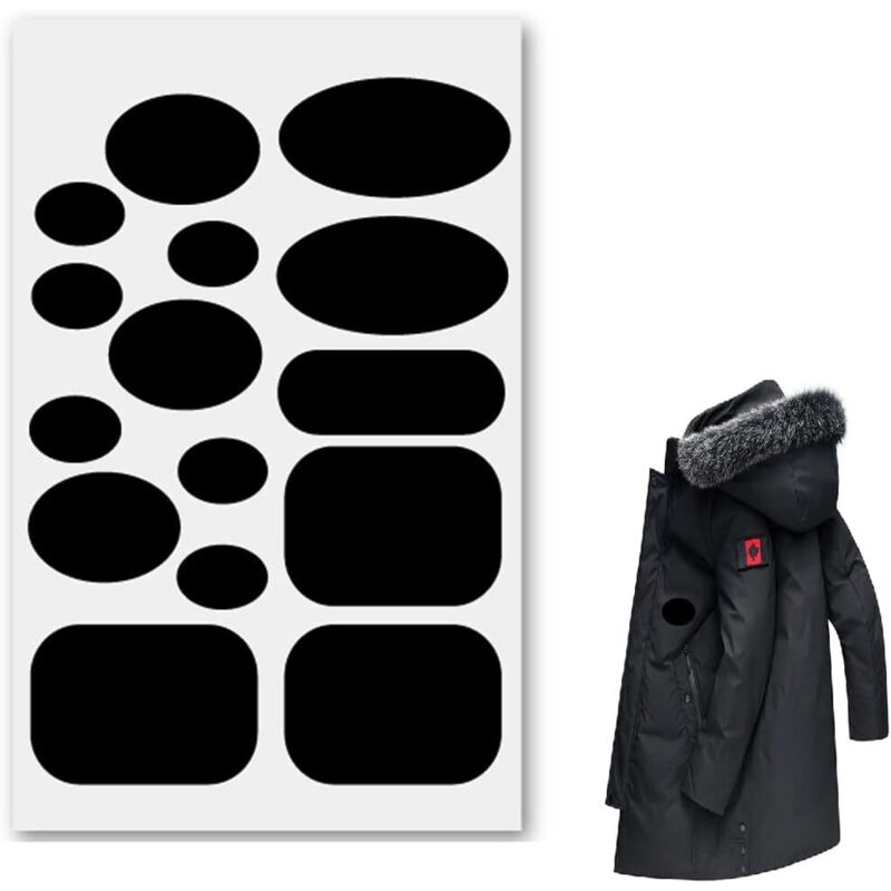 CCYKXA Down Jacket Repair Kit, 15-Piece Repair Patches for Down Jackets, Nylon Fabric, Self-Adhesive, Waterproof and Tear-Resistant for Repairing