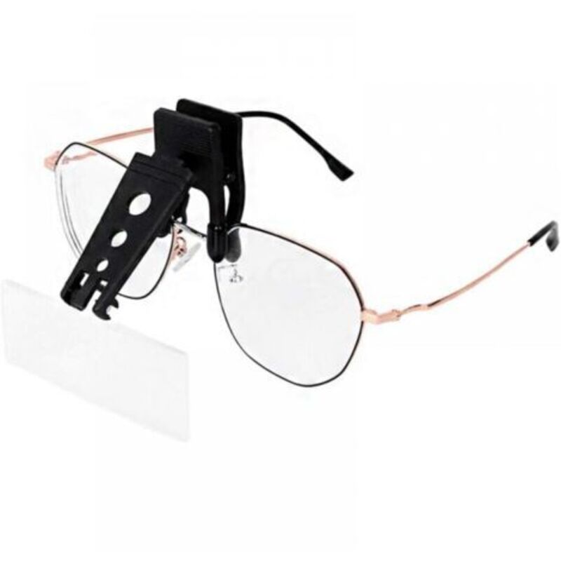 Clip-on magnifying glass for glasses with 3 interchangeable lenses, clip-on and flip-up hands-free 1.5x 2.5x 3.5x for reading, sewing, hobbies, map