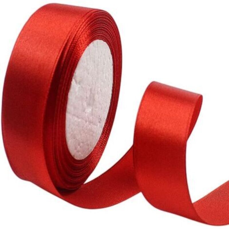 Red Set of 2 Satin Ribbons 20mm X 22m, Gift Ribbon, Sewing Ribbon, Silk Satin Ribbon for Wedding Decoration, Home Decor Craft, Party Cake, Cake