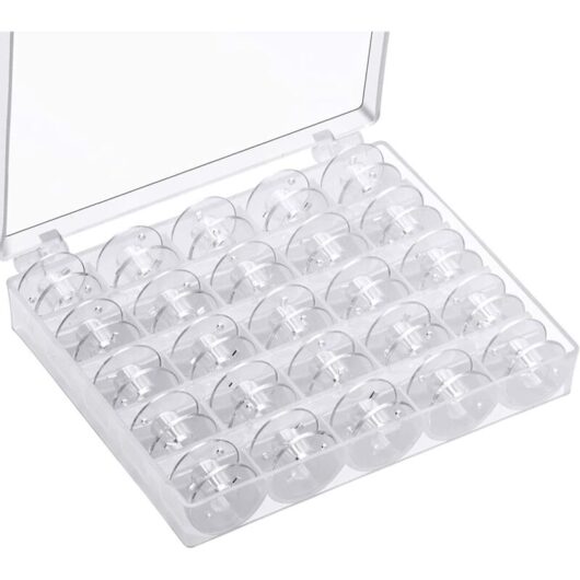 Sewing Machine Bobbins, Sewing Machine Bobbins Universal Sewing Bobbins Plastic Sewing Machine Bobbin with Storage Box (25 Pieces Transparent)