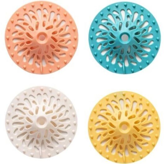 Sink Strainer Drain Cover Stopper Filter Sewer Water Protector Silicone Drain Strainer for Bathroom Bathtub Kitchen Sink, 4 Pieces