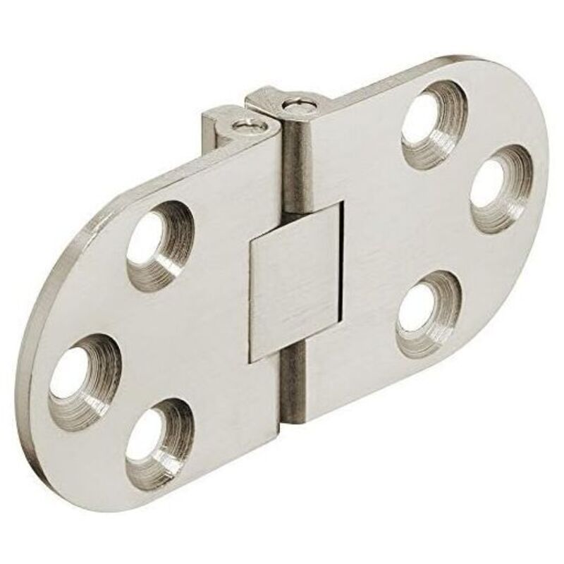 Odipie - Folding Table Hinges - For Kitchen Tables, Sewing Machines, Office Furniture, Folding Table Tops - Matte Nickel Plated Steel Metal Flat