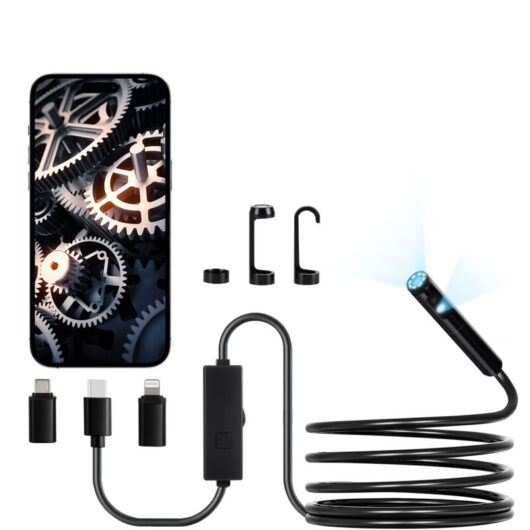 VEVOR Endoscope Camera with Light, Dual Lens Borescope for Android & IOS, 1920P HD Inspection Camera with 8 + 1 LED Lights, 2X Zoom, 3m Snake Cable,