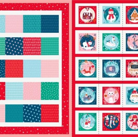 Dashwood Studio Merry & Bright Cotton Fabric Advent Calendar Panel