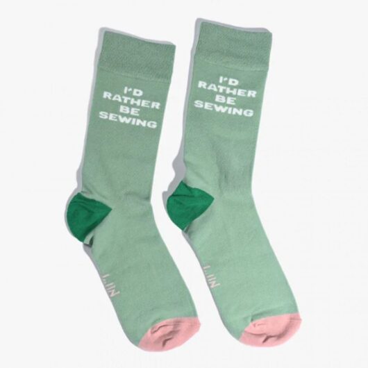 Kylie And The Machine Id Rather Be Sewing Socks Green Pink