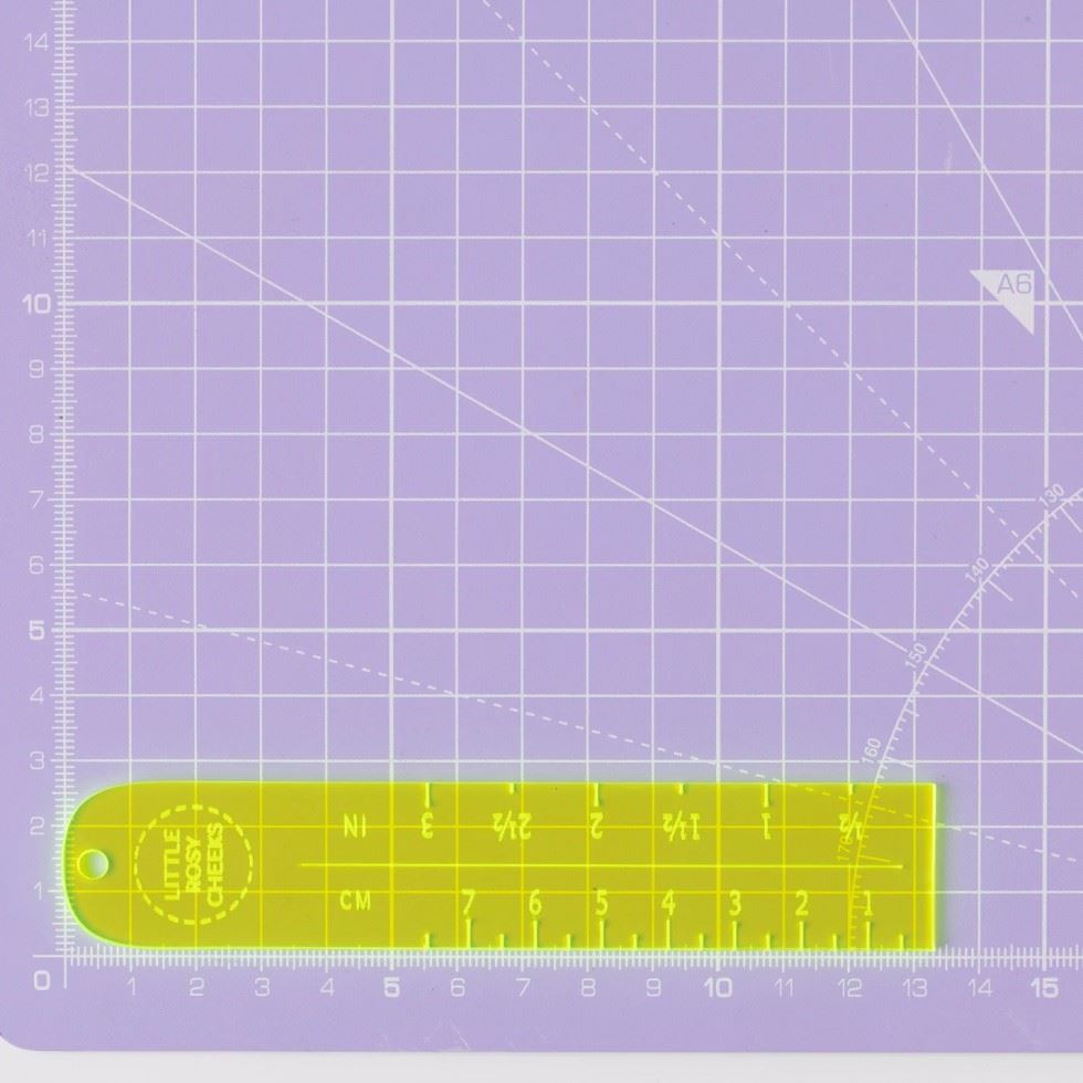Little Rosy Cheeks Woven Label Placement Ruler Yellow